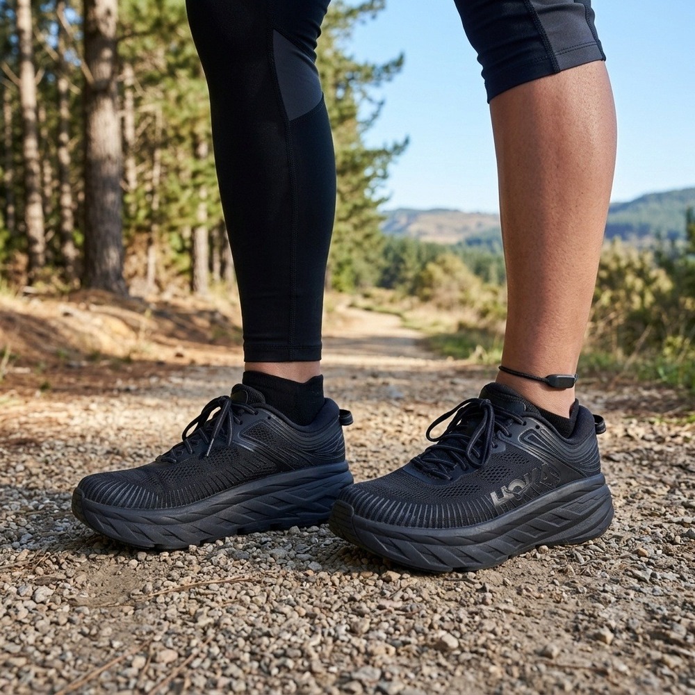 Hoka One One Bondi 7 Running Shoes Womens 8 Black BBLC 1110519 Low Top Sneaker